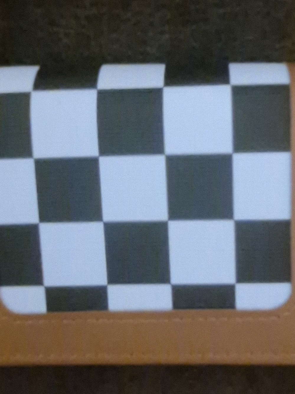 Checkerboard Pattern Women's Wallet in Black & White with Brown Trim
